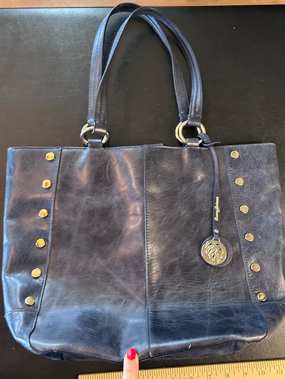 Tommy Bahama Leather Studded Tote Bag in Navy
